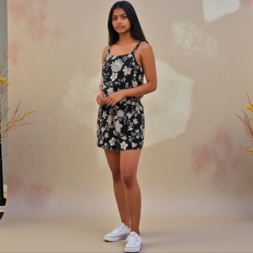 NEW Floral Black and White Romper